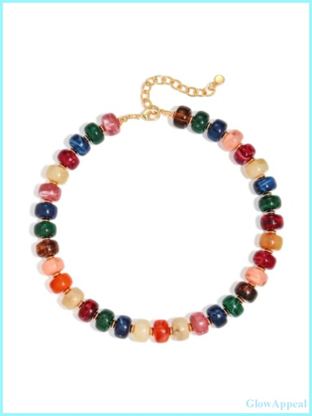 Boho Resin Beaded Statement Necklace Adjustable Lobster Clasp Layering